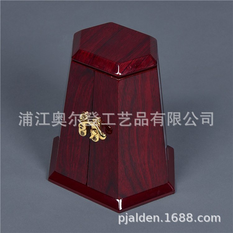 Export double-door wooden gift box, hexagonal packaging, high-end Middle Eastern essential oil bottle wooden box, crystal perfume gift set details Picture