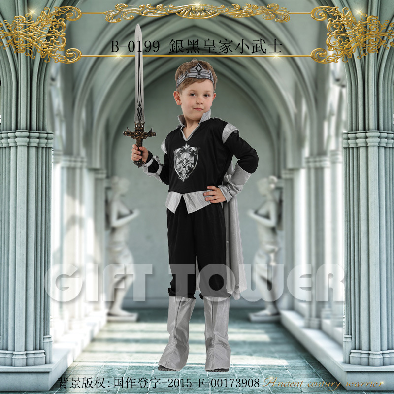 Carnival Costume stage Performance Costume B-0199 Silver and black Royal Xiaowu role-playing costume cosplay boy details Picture