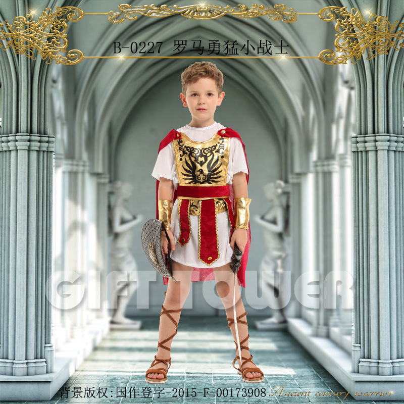 Stage performance costume, warrior suit,B-0227 Roman brave little warrior performance costume, cosplay boy role-playing costume
