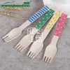 【 Jiehao Bamboo and Wood 】 Printed disposable tableware, outdoor travel portable wooden forks, restaurant disposable forks, wooden fork manufacturer wholesale disposable tableware details Picture