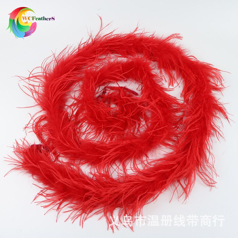 温册羽毛厂家现货热销彩色鸵鸟毛围巾毛条鸵鸟毛毛条服装辅料2米详情图10