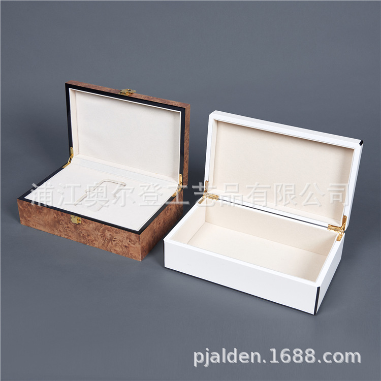 Black border line color matching white wooden box, universal lacquered wooden box, custom-made essential oil packaging wooden box, jewelry gift box details Picture
