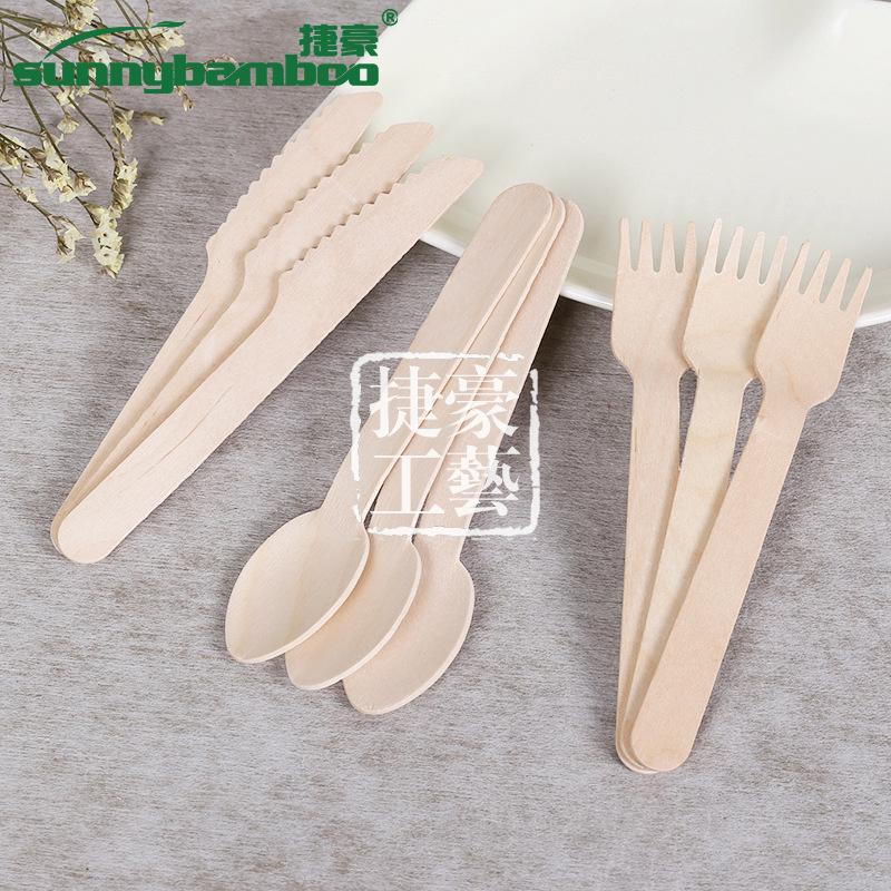 Disposable knives, forks, spoons, high-quality wooden knives, disposable tableware, bread and fruit slicing, wooden knives wholesale Item Picture