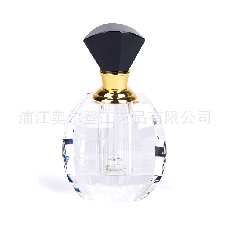 K9黑色天然水晶精油瓶批发东南亚香水瓶水晶饰品工艺品中式空瓶子