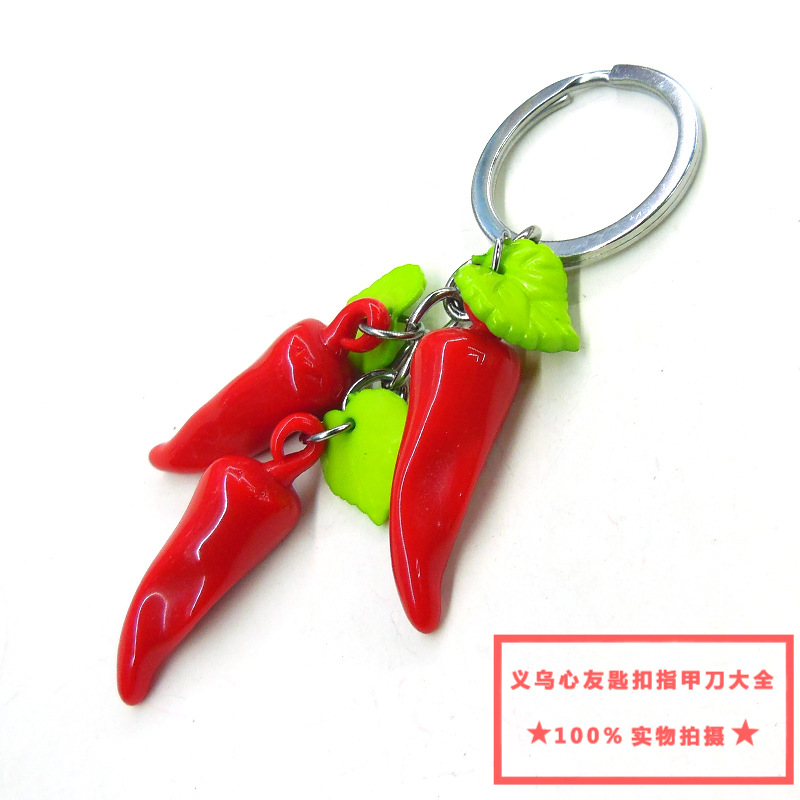 Auspicious red chili keychain ring pendant, bag decoration pendant, temple fair tourist souvenirs, direct wholesale of Yiwu small commodities Item Picture