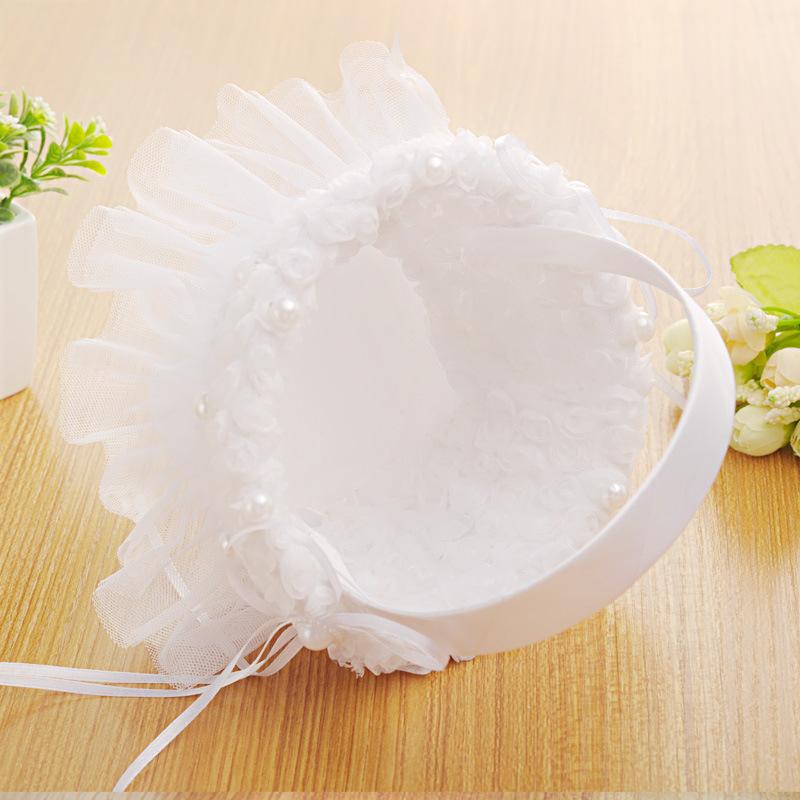 Wedding products, wedding products, wedding products, wedding products, Western-style creative wedding products, bride's hand-held flower basket, lace lace, flower girl's flower basket, small wedding supplies wholesale undefined