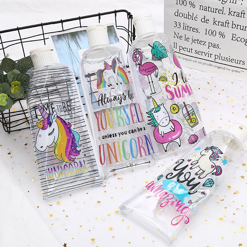 Unicorn transparent PVC pen case, cartoon creative unicorn toothpaste, stationery, student storage bag, stationery box