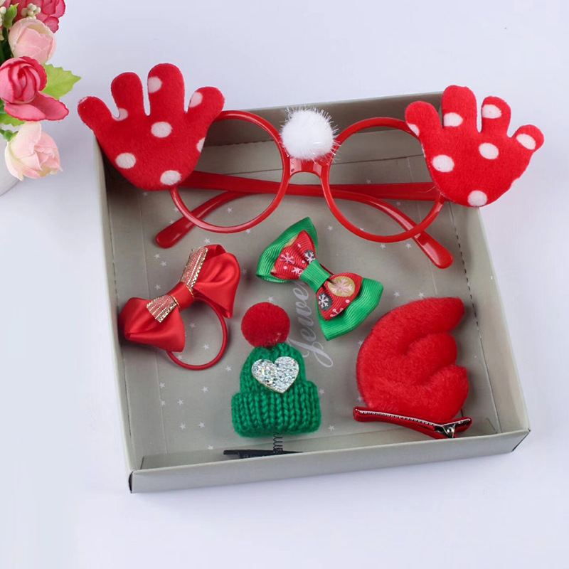 2020 New Creative children's Christmas hair accessory set, trendy and personalized spectacle frame, hair clip, leather band, hair band wholesale undefined