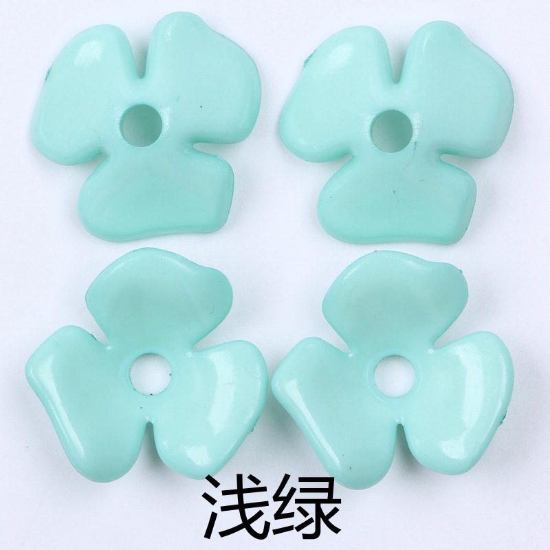 Handmade flower 22mm spring color series glossy surface three-leaf flower acrylic headwear and earrings accessory material wholesale undefined