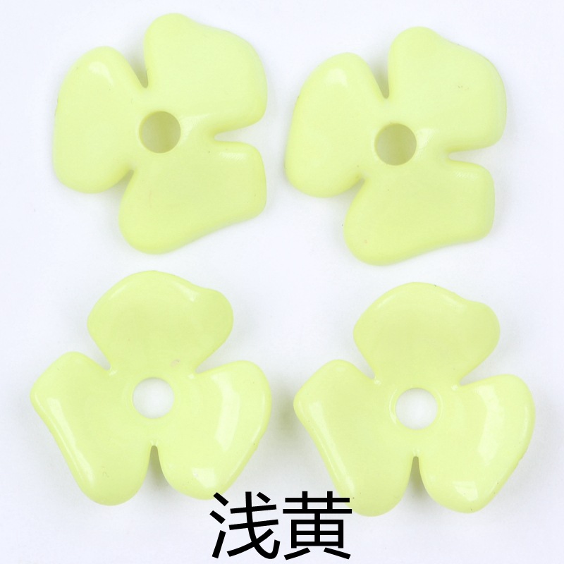 Handmade flower 22mm spring color series glossy surface three-leaf flower acrylic headwear and earrings accessory material wholesale undefined