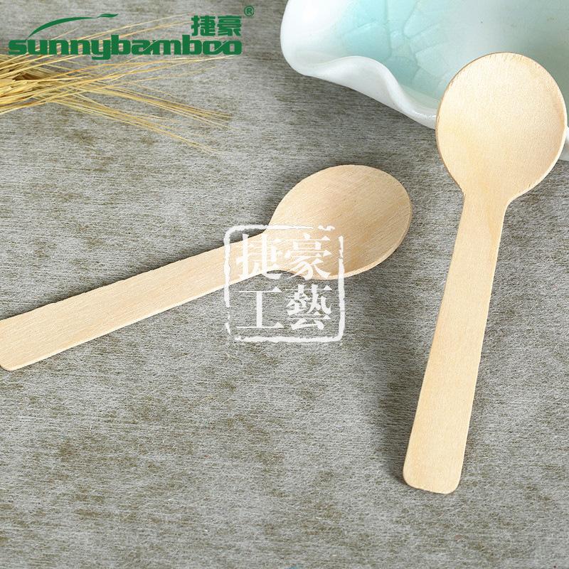 Wooden handcrafted round-head disposable knives, forks and spoons, disposable tableware for restaurants, convenient and fast. Wholesale from wooden spoon manufacturers details Picture