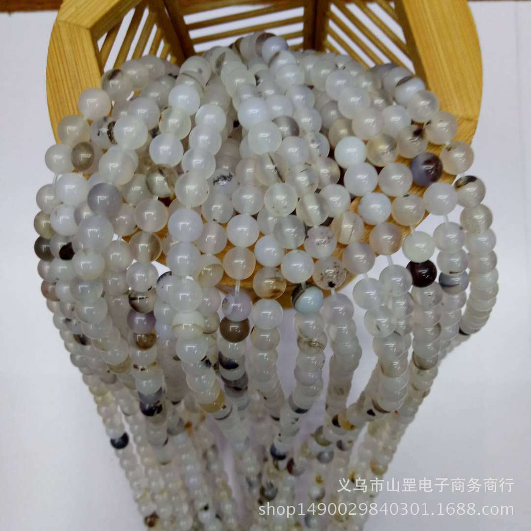 DIY Madagascar Marine chalcedony and agate loose beads, wholesale of semi-finished natural black flower chalcedony and agate beads Application Scenario