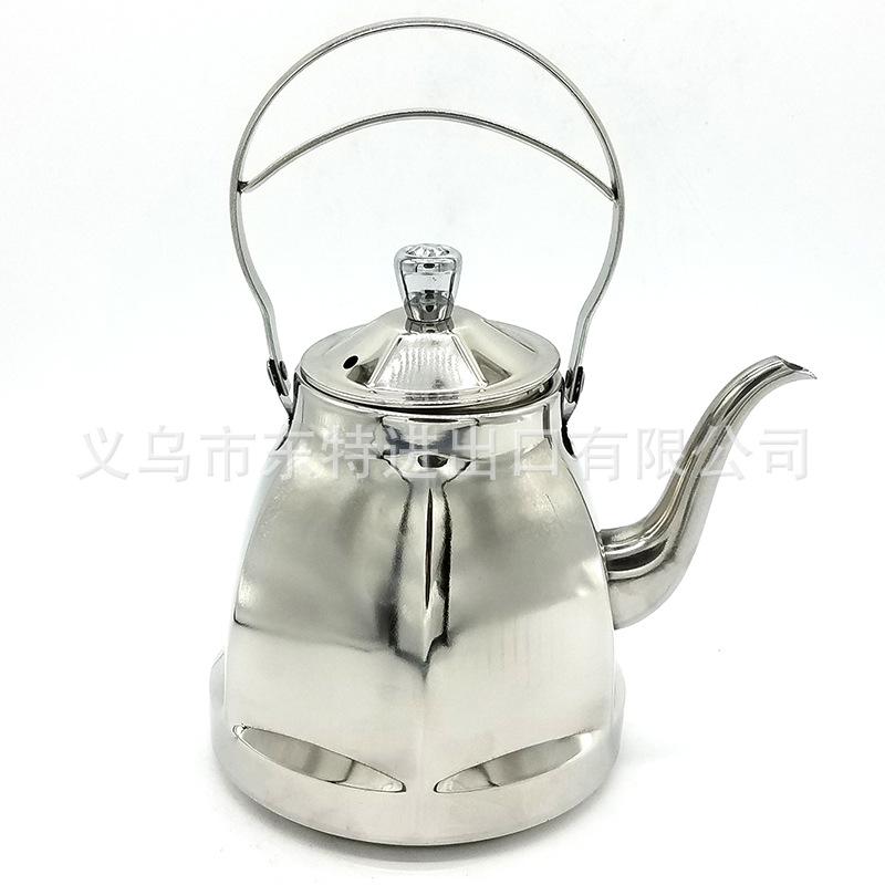 厂家直销不锈钢水壶1.5L茶壶咖啡壶冷水壶酒店餐厅创意六角壶白底实物图