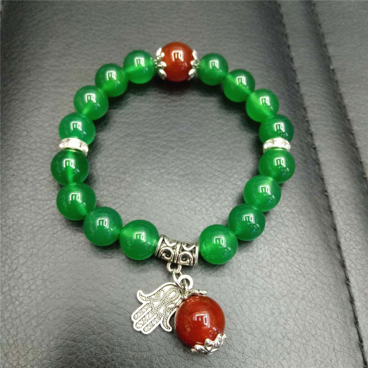 New trendy crystal jewelry: Green Dongling White Porcelain Obsidian combination bracelet, palm fortune bead bracelet wholesale, handcrafted undefined