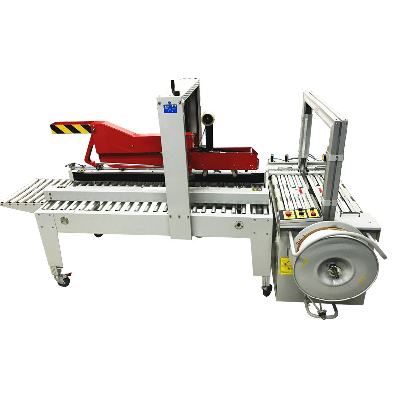 Carton sealing and packaging integrated machine, automated assembly line, automatic lid folding and sealing machine, unmanned strapping machine, strapping machine Application Scenario