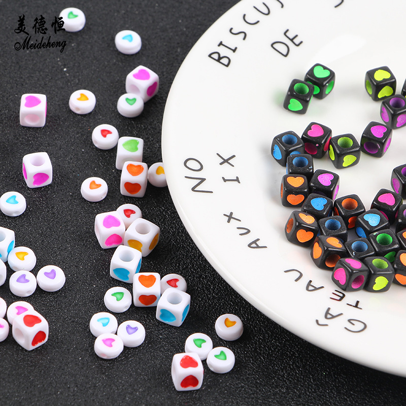Acrylic fluorescent heart-shaped beads are selling well on Instagram. Wholesale of slime fillers and colorful heart-shaped letter blocks Specification image