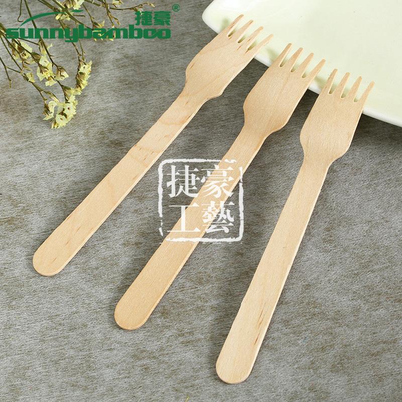 Wholesale of disposable wooden knives, forks and spoons in natural wood color, multi-purpose fruit and food disposable tableware, table forks and household wooden forks details Picture