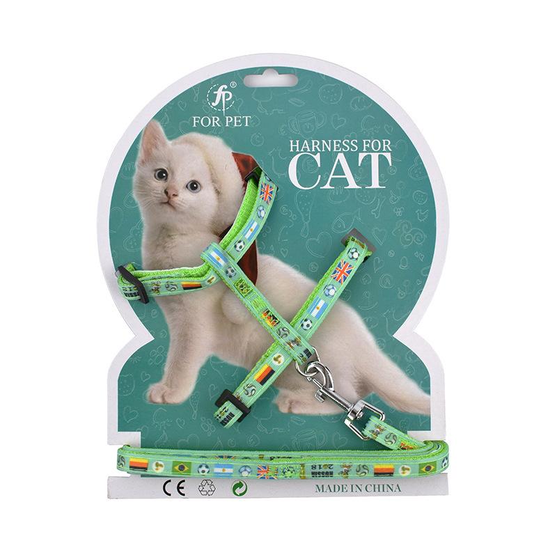 Feng Pei pet supplies set fashion cartoon printed cat chest strap I-word cat leash walking cat leash undefined