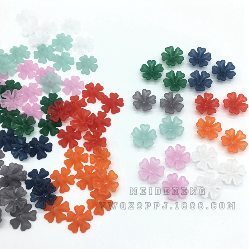 Ancient-style palace flower hairpins, lotus leaf flower acrylic frosted heart-shaped flower trays, bride's headwear, five-leaf flower hair accessories Specification image