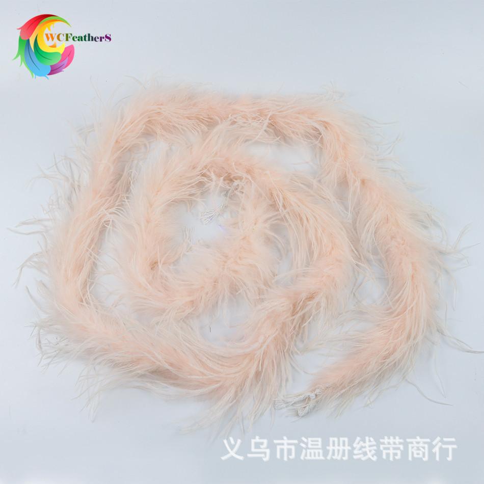 温册羽毛厂家现货热销彩色鸵鸟毛围巾毛条鸵鸟毛毛条服装辅料2米详情图14