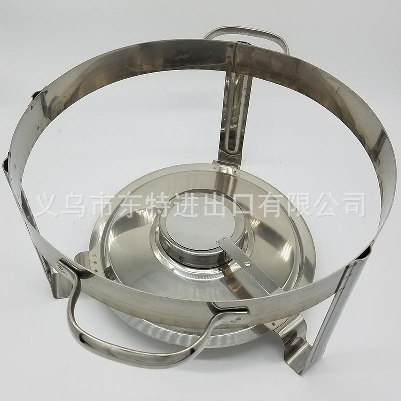 Factory direct sales of stainless steel alcohol stoves, hotel right-angle round dining stoves, buffet hanging lid dining stoves, hotel buffei stoves Specification image