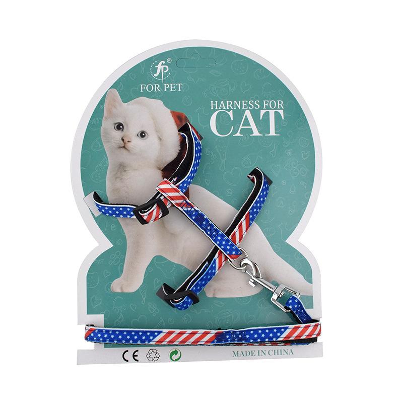 Feng Pei pet supplies set fashion cartoon printed cat chest strap I-word cat leash walking cat leash Specification drawing