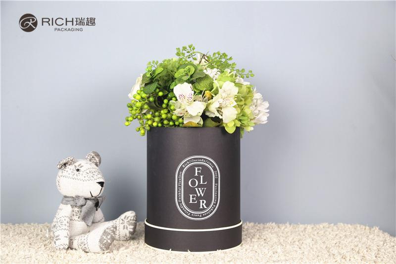 Ruiqu Zumalong waterproof round bucket Flower box and low bucket two-piece set of flower bouquet packaging gift box Specification image
