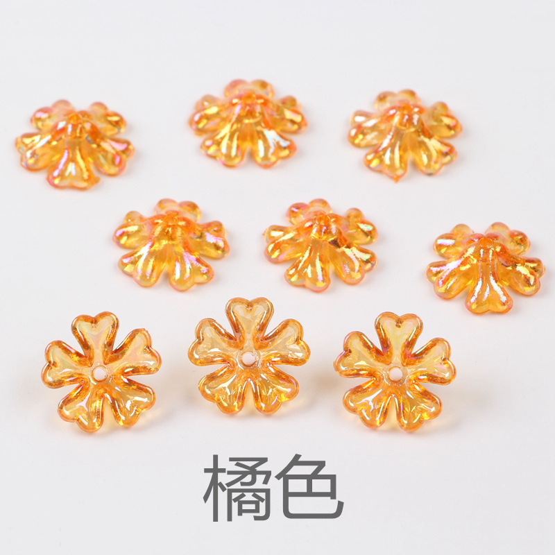 透明镀彩爱心花托彩虹爱心五瓣花亚克力耳环设计搭配材料厂家直销详情图6