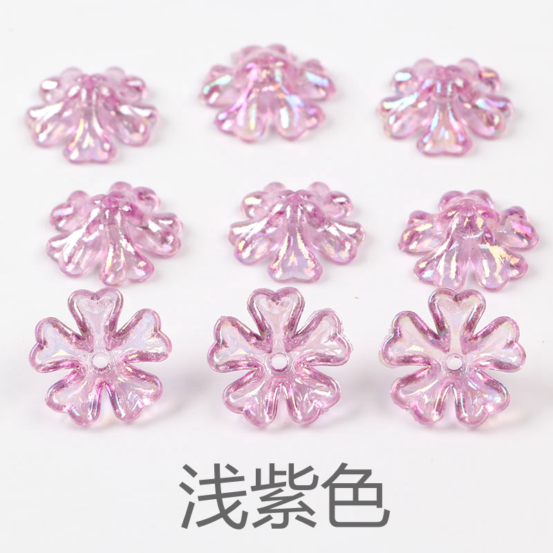 透明镀彩爱心花托彩虹爱心五瓣花亚克力耳环设计搭配材料厂家直销详情图9