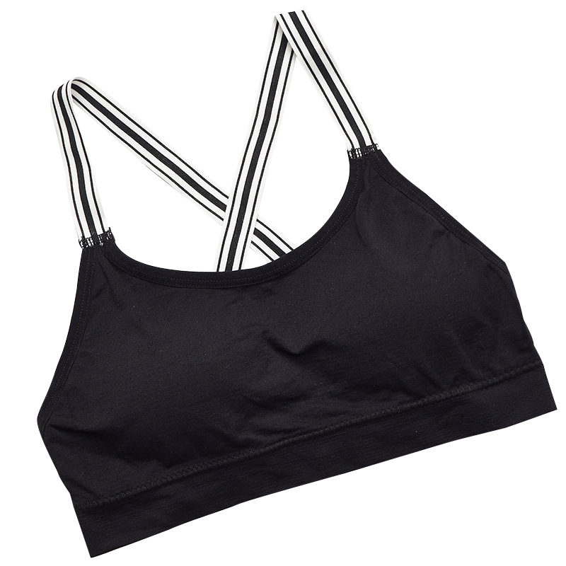 Wholesale of new beautiful back-hugging black and white striped strapless seamless halter top and one-piece cushioned women's underwear Item Picture