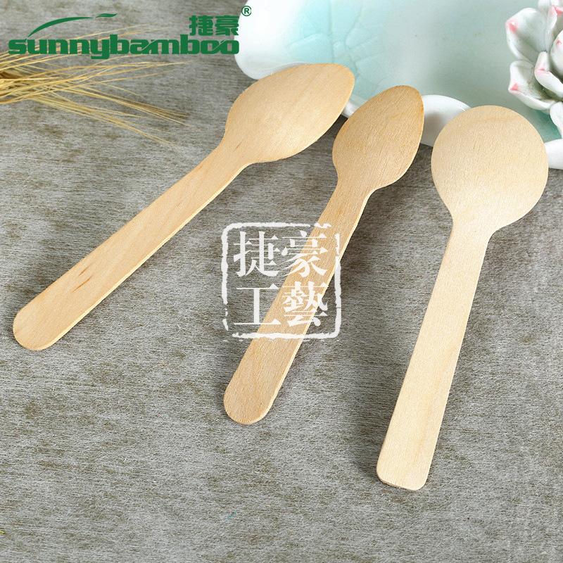 Wooden handcrafted round-head disposable knives, forks and spoons, disposable tableware for restaurants, convenient and fast. Wholesale from wooden spoon manufacturers Item Picture