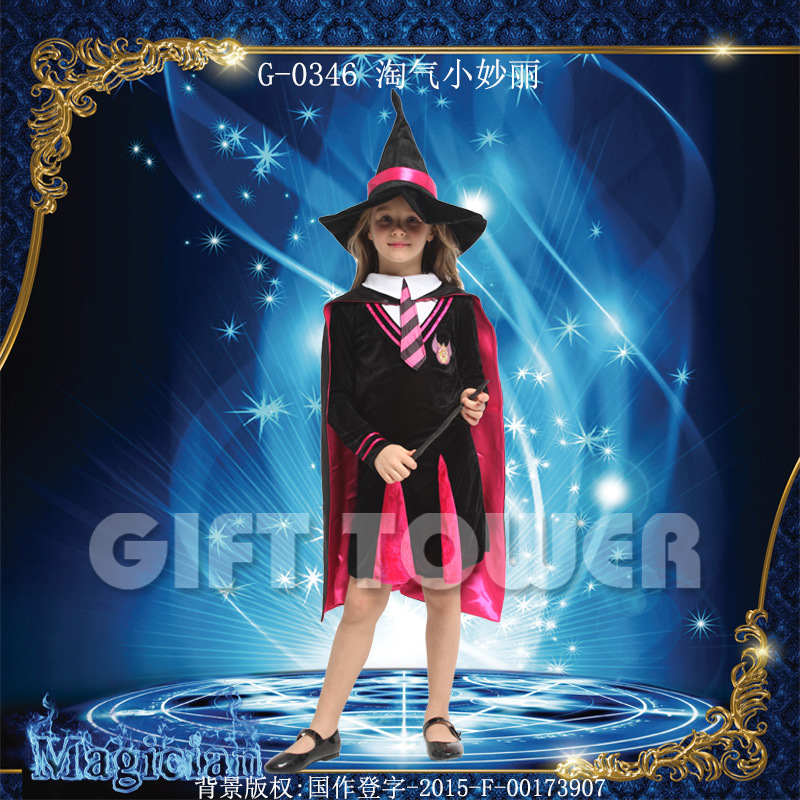 Halloween costume Magic Witch Costume G-0346 Naughty Little Hermione Girl Dress Pengpeng Role-playing Costume Specification image