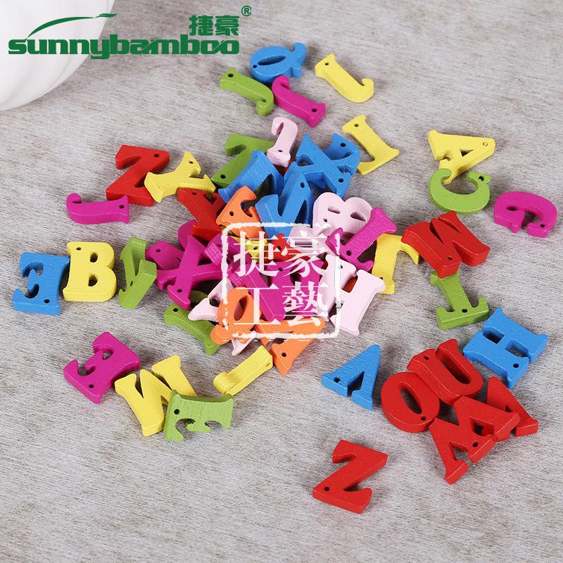 捷豪工艺新款彩色原木DIY工艺字母 英文字母混装 DIY早教玩具批发