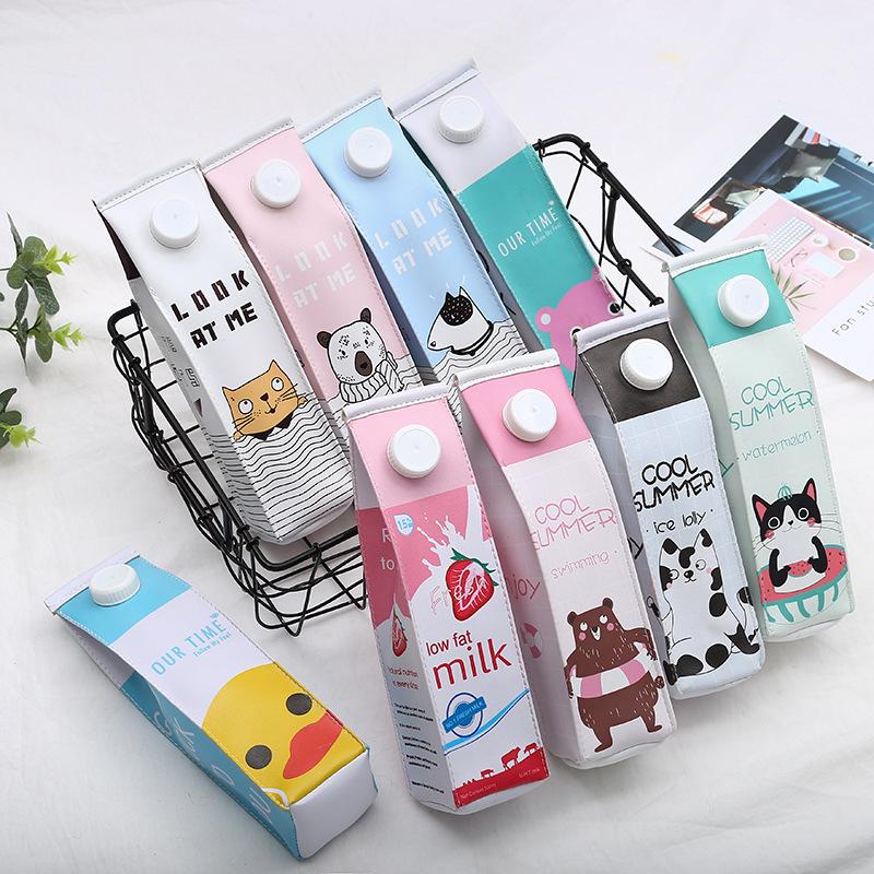 Cross-border exclusive unicorn pen case, fun and creative gift, cartoon milk box pen case, creative stationery storage