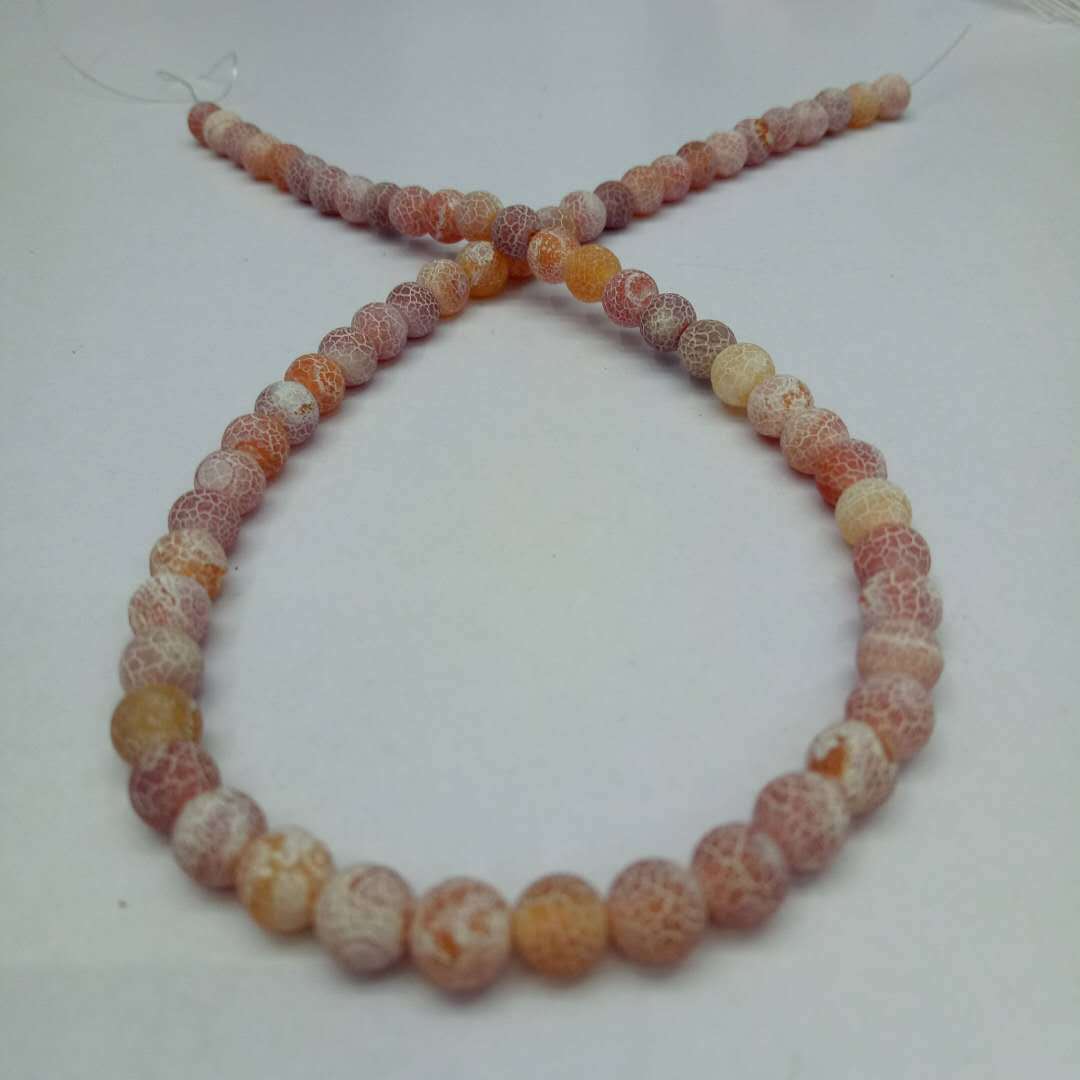 Wholesale of semi-finished products of Buddhist seven-treasure natural weathered agate beads, red frosted agate beads, DIY bracelets with beads Item Picture