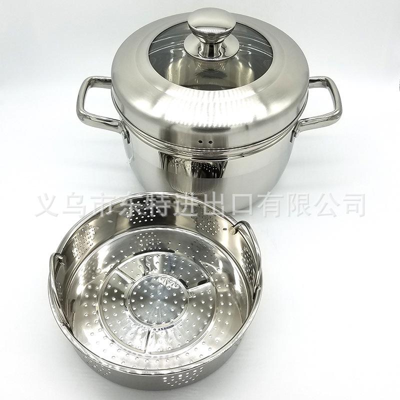 Factory direct sales of stainless steel steamers with thickened bottoms, soup POTS, Japanese double-layer induction cookers, universal steamers, gift steamers Item Picture