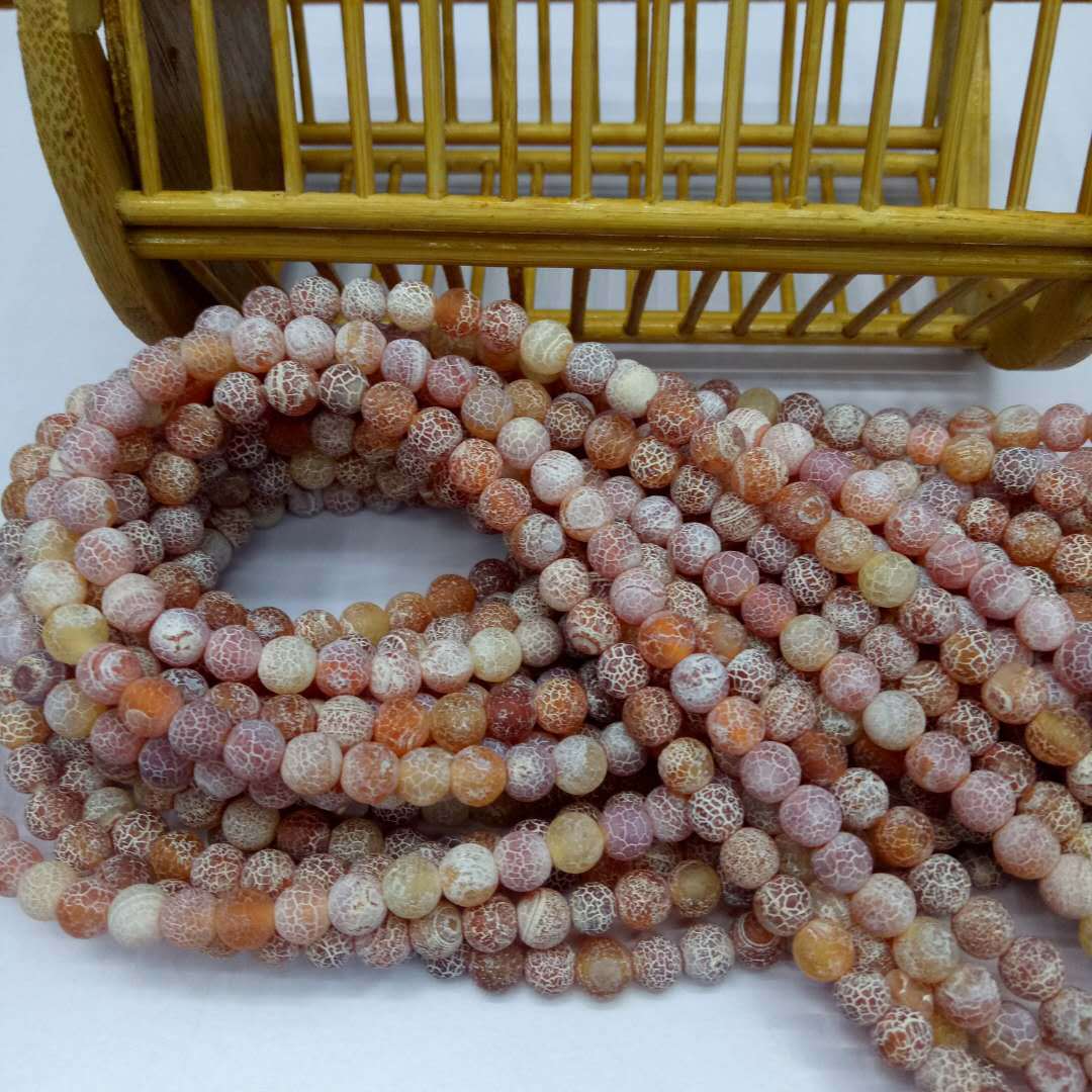 Wholesale of semi-finished products of Buddhist seven-treasure natural weathered agate beads, red frosted agate beads, DIY bracelets with beads Specification image