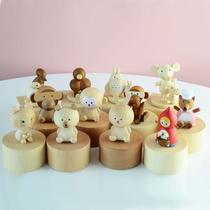 Creative mini music box pet animal children's holiday gift Beech crafts Wooden music box decoration