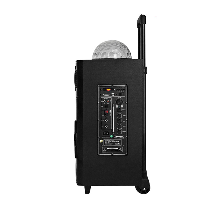Factory direct sales of square dance outdoor audio equipment, 12-inch trolley Bluetooth audio equipment, battery-powered speakers, and colored light ball speakers details Picture