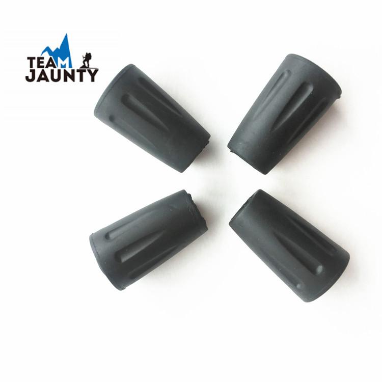 Universal accessories for outdoor trekking poles: flat head anti-slip foot covers, anti-wear rubber foot covers for trekking poles, and round inclined rubber foot covers