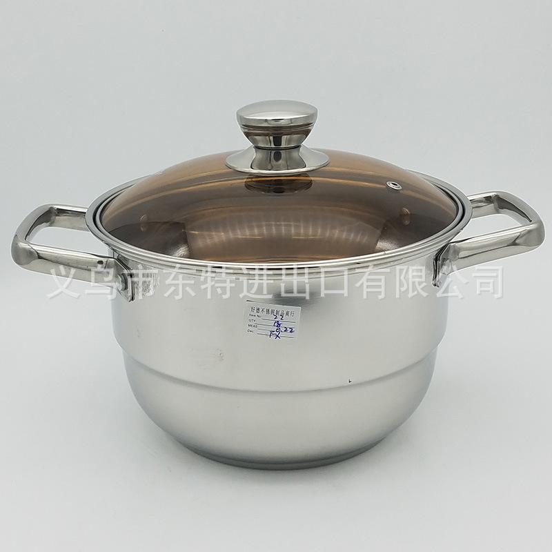 Factory direct sales of stainless steel double-bottom soup pot, household dual-purpose soup pot, high-end soup steamer, tea-colored glass lid soup pot