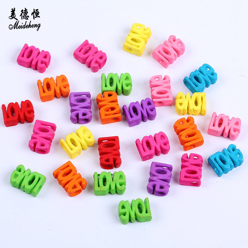 diy jewelry accessories: LOVE English letter beads, acrylic matte straight hole plastic beads, necklace loose bead accessories undefined