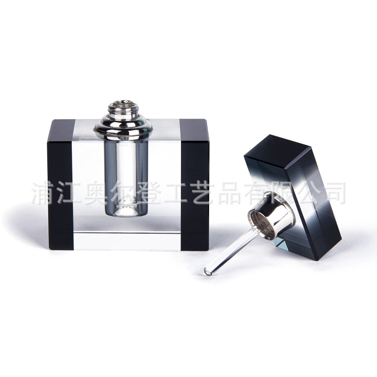 跨境男士阿拉伯中东迪拜水晶香水瓶方形10ml水晶K9人体精油瓶黑色产品图