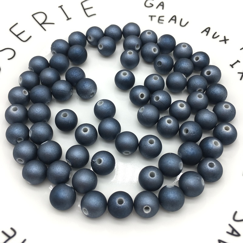 ABS喷漆橡皮珠磨砂光泽金属效果10mm圆珠饰品耳钉配件大潮牌同款详情图8