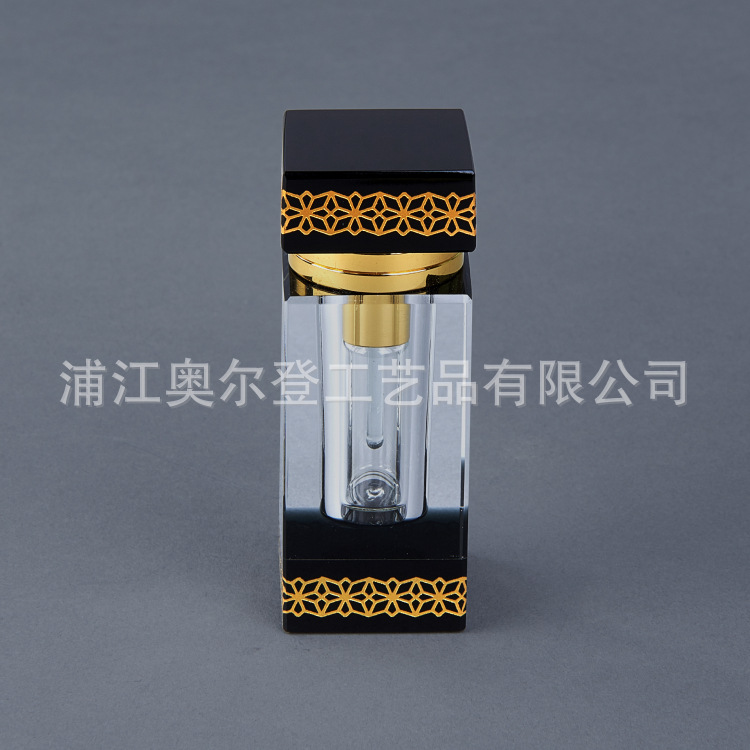 K9黑色四方水晶精油香水瓶3ml 迷你水晶q版香水瓶中东男士香水瓶
