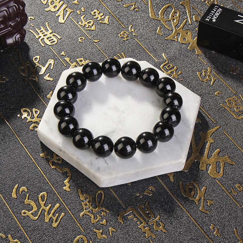 Factory direct sales of retro natural obsidian bracelets, 10*12MM natural black crystal men's and women's bracelets wholesale Specification image