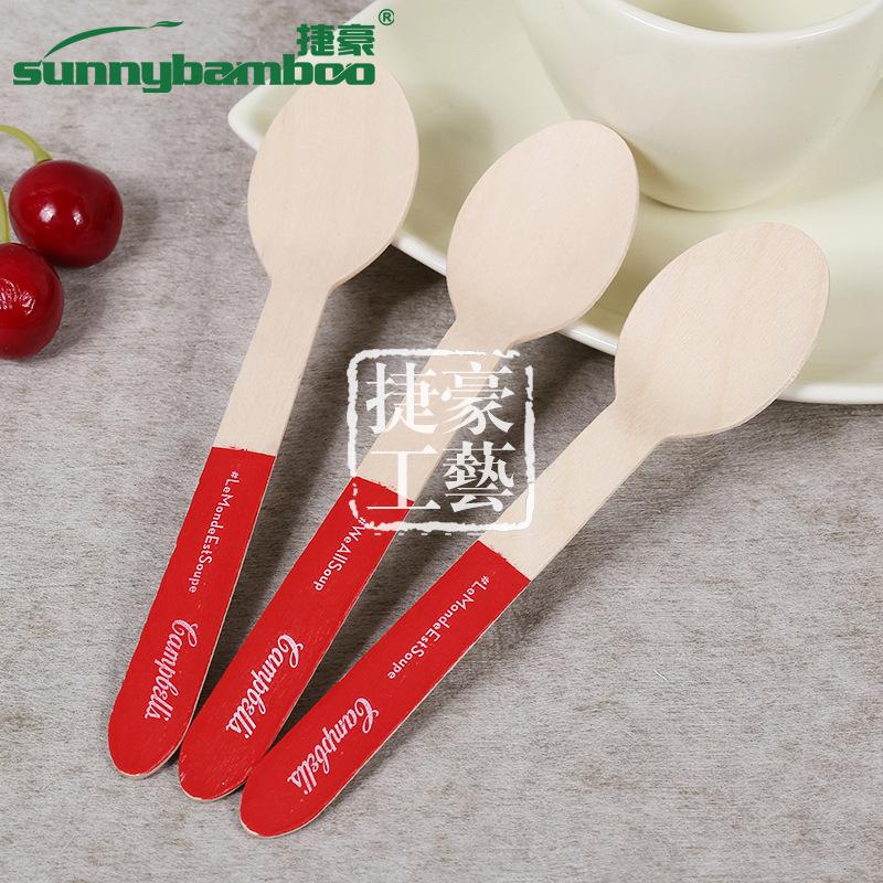 Handmade mixed-color disposable wooden spoons, cute custom-made disposable tableware, wholesale of outdoor travel wooden spoons details Picture