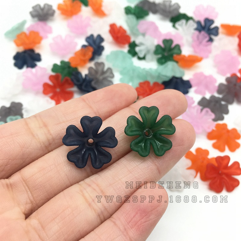 Ancient-style palace flower hairpins, lotus leaf flower acrylic frosted heart-shaped flower trays, bride's headwear, five-leaf flower hair accessories details Picture