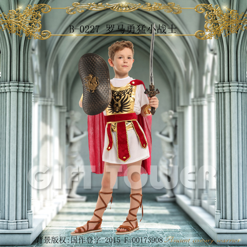 Stage performance costume, warrior suit,B-0227 Roman brave little warrior performance costume, cosplay boy role-playing costume details Picture