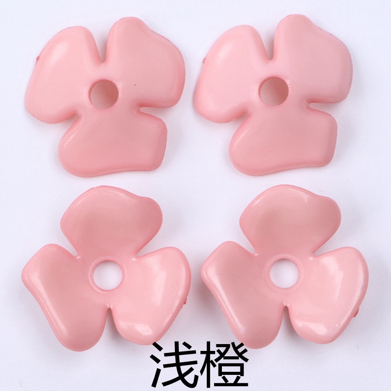 Handmade flower 22mm spring color series glossy surface three-leaf flower acrylic headwear and earrings accessory material wholesale undefined